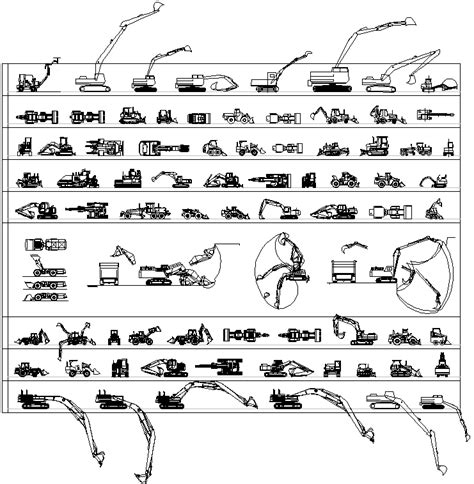 japanese excavators cad blocks